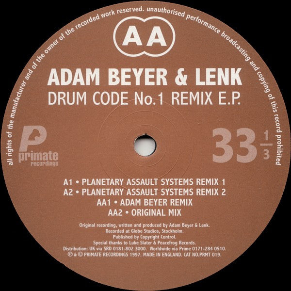 Adam Beyer & Lenk – Drum Code No.1 Remix E.P.